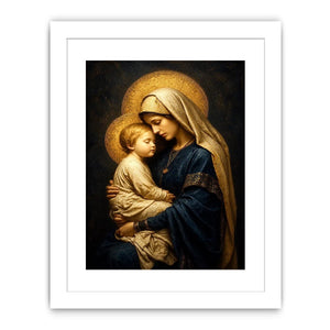 Virgin Mary and Child wall art with golden halo luxury renaissance religious canvas print