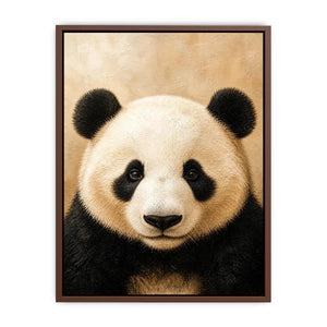 Cute panda portrait wall art canvas print with textured neutral modern animal artwork for serene luxury home decor