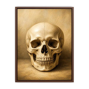 Vintage skull wall art canvas print with neutral gothic anatomy illustration for dark academia and modern luxury decor