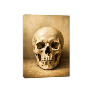 Vintage skull wall art canvas print with neutral gothic anatomy illustration for dark academia and modern luxury decor