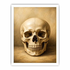 Vintage skull wall art canvas print with neutral gothic anatomy illustration for dark academia and modern luxury decor
