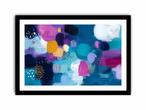Modern colorful abstract wall art with blue teal pink and purple textured contemporary canvas painting
