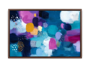Modern colorful abstract wall art with blue teal pink and purple textured contemporary canvas painting