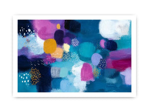 Modern colorful abstract wall art with blue teal pink and purple textured contemporary canvas painting