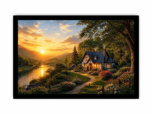 Golden Hearth Escape premium canvas wall art for modern home decor.