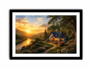 Golden Hearth Escape premium canvas wall art for modern home decor.