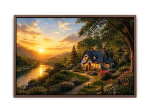 Golden Hearth Escape premium canvas wall art for modern home decor.