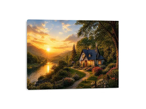 Golden Hearth Escape premium canvas wall art for modern home decor.