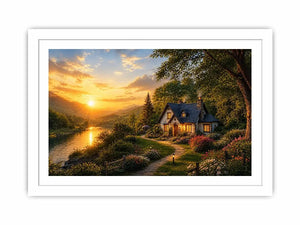 Golden Hearth Escape premium canvas wall art for modern home decor.