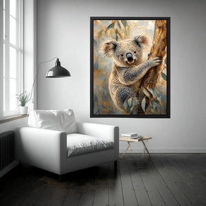 Golden Eucalyptus Glow premium canvas wall art for modern home decor.