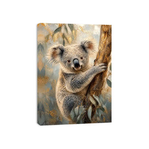 Golden Eucalyptus Glow premium canvas wall art for modern home decor.
