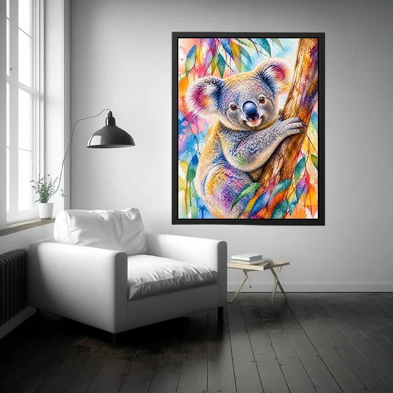 Rainbow Eucalyptus Dream premium canvas wall art for modern home decor.