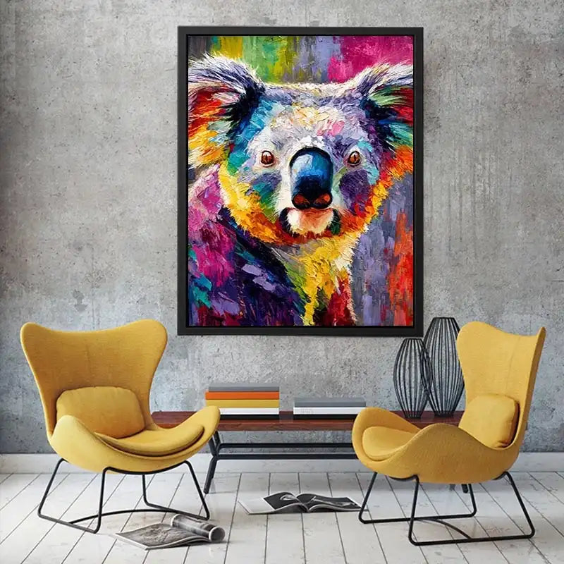 Prismatic Koala Muse premium canvas wall art for modern home decor.