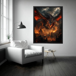 Infernal Dominion Dragon premium canvas wall art for modern home decor.