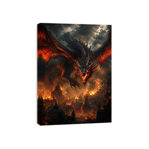 Infernal Dominion Dragon premium canvas wall art for modern home decor.