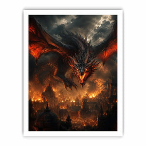 Infernal Dominion Dragon premium canvas wall art for modern home decor.