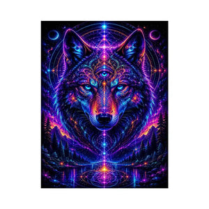 Mystic Cosmic Wolf Spirit premium canvas wall art for modern home decor.