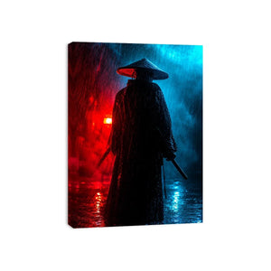 Shadow Ronin in Crimson Rain premium canvas wall art for modern home decor.