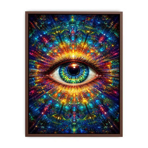Psychedelic cosmic eye canvas art for modern living room and meditation decor.