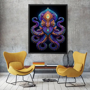 Intricate celestial octopus artwork with glowing psychedelic patterns and cosmic symbolism