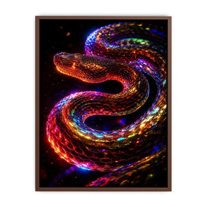 Neon cosmic serpent canvas art for modern living room decor