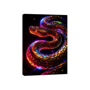 Neon cosmic serpent canvas art for modern living room decor