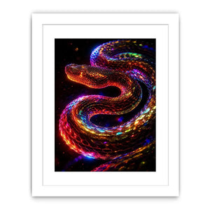 Neon cosmic serpent canvas art for modern living room decor