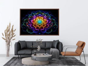 Sacred geometric flower canvas art for modern living room decor