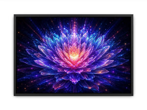 Crystal lotus bloom canvas art for modern living room decor
