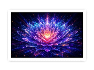 Crystal lotus bloom canvas art for modern living room decor