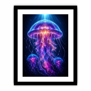 Glowing jellyfish canvas art for modern living room decor