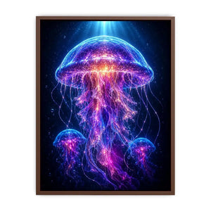 Glowing jellyfish canvas art for modern living room decor