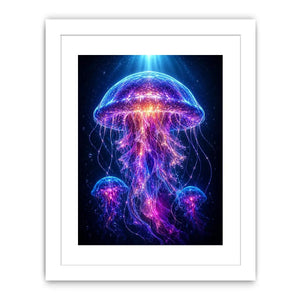 Glowing jellyfish canvas art for modern living room decor