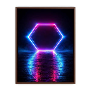 Futuristic neon hexagon canvas art for modern living room decor