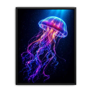 Bioluminescent jellyfish canvas art for modern living room decor