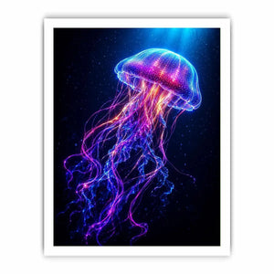 Bioluminescent jellyfish canvas art for modern living room decor
