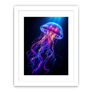 Bioluminescent jellyfish canvas art for modern living room decor