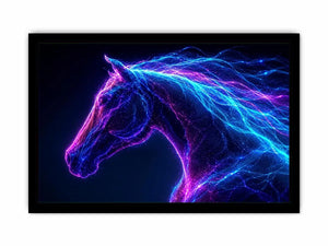 Neon unicorn portrait canvas art for modern living room decor