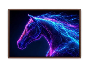 Neon unicorn portrait canvas art for modern living room decor