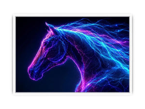 Neon unicorn portrait canvas art for modern living room decor