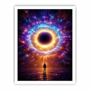 Surreal cosmic portal canvas art for modern living room and luxury office decor.
