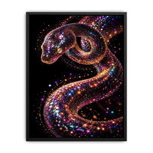 Iridescent surreal snake canvas art for modern luxury living room and office decor.