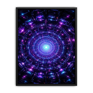 Futuristic neon tunnel canvas art for modern gaming room and luxury office decor.