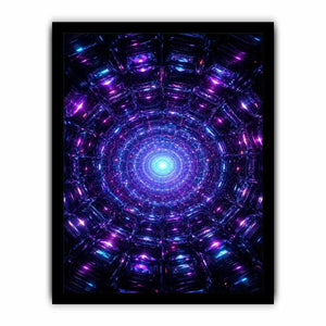 Futuristic neon tunnel canvas art for modern gaming room and luxury office decor.