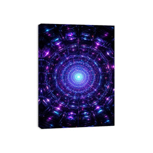 Futuristic neon tunnel canvas art for modern gaming room and luxury office decor.