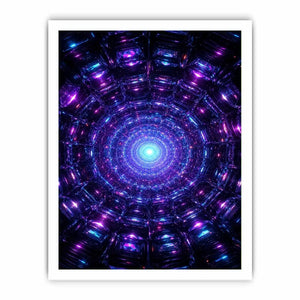 Futuristic neon tunnel canvas art for modern gaming room and luxury office decor.