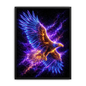 Futuristic glowing eagle canvas art for modern office and luxury living room decor.