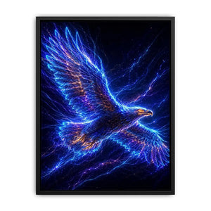 Futuristic glowing eagle canvas art for modern office and luxury living room decor.