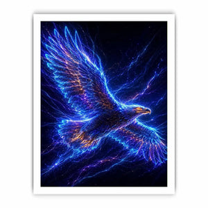 Futuristic glowing eagle canvas art for modern office and luxury living room decor.