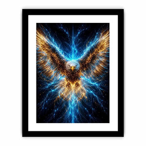 Powerful glowing eagle canvas art for modern office and luxury living room decor.